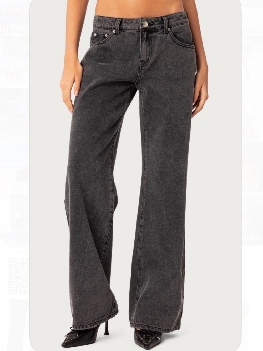 Edikted Low Rise Baggy Washed Black Jeans Size Small - Picture 1 of 6